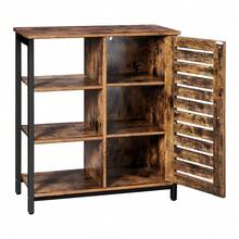 Mueble de Almacenamiento de Estilo Industrial con Estantes Abiertos - Mueble Decorativo de Madera Rústica y Metal para Sala de Estar/Dormitorio - Camel - Ver 1