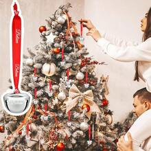 24 Pcs Christmas Believe Bell Ornaments 1.5 Inch Polar Santa Sleigh Jingle Bells With Believe Ribbon Christmas Tree Decorations For Xmas Decor Silver Color 24 - Redwood - View 5