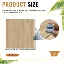 12/24片哑光表面乙烯基自粘防水防滑木纹地板贴纸，适用于客厅、卧室、厨房、地板和墙面翻新，DIY地板和墙面装饰 - 彩色 - 查看 5