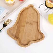 Wooden Tree Charcuterie Board, 28cm Xmas Snack Cookie Tray Platter Serving Dish Plate Fruit Bowl, Veggie Food Plate Cutting Board Xmas Holiday Table Decorations Supplies Bell