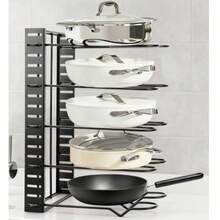 Estante para tapas de ollas, estante de almacenamiento multicapa, estante para tapas de ollas de cocina, estante ajustable para tapas de ollas, estante de almacenamiento vertical multifunción para encimera