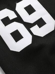 Men's Black 69 Ice Hockey Jersey Casual Long Sleeved Embroidered Stitching V-Neck T-Shirt Party Sports Top