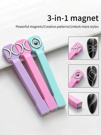 annies 1 pieza Herramienta de arte de uñas 3 en 1 Imán de ojo de gato Artefacto de cuentas de vidrio Ojo de gato Herramienta de arte de uñas multifuncional y potente