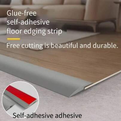 1pc 78.7 Inch Self-Adhesive Rubber Floor Transition Strip, Carpet To Tile Edging Trim, Self-Stick Flooring Divider, Suitable For Doorway Thresholds With Height Less Than 3 Mm