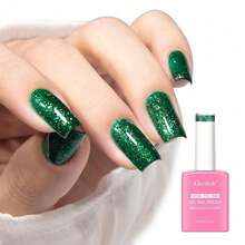 Christmas Green Glitter Gel Polish, 0.5 Fl Oz HEMA & TPO Free Dark Green Shimmer Sparkly Gel Nail Polish Soak Off UV LED Nail Art Design Manicure Salon For Women Fgirl{Inchcolor_nameinch:InchGlitter-ChristmasGreeninch} - 閃光聖誕綠 - 查看 2