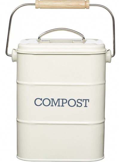 KitchenCraft Living Nostalgia Metal Kitchen Composter Antique Cream White, Cream