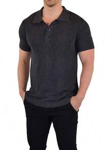 JOHN LEOPARD - Men's Knitted Polo Shirt - Grey - View 4