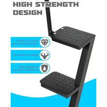 Escalera de acero al carbono resistente para remolque de barco, escalera de embarque de 2 peldaños con superficie antideslizante, ajuste universal para acceso a la lanza del remolque, capacidad de carga de 400 lb para lanchas de pesca y pontones. - Negro - Ver 2