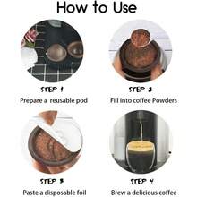 5-Piece Reusable Coffee Pod Refillable Coffee Capsule With Refills (150ml, 5 Pcs) - Black - View 6
