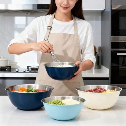 1 pezzo Ciotola da insalata multifunzionale - Realizzata in acciaio inossidabile, con grande capacità, adatta per contenere insalate, frutta, verdura e persino impasti in cucina, disponibile in più colori