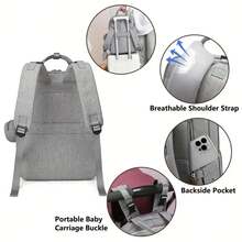 Diaper Bag Backpack With Stroller Attachment And Pacifier Case – Spacious Travel Bag, Multiple Compartments, Soft Material, Ergonomically Padded Straps – Durable And Stylish In Various Colors For Essentials, Must-Haves For Baby Gear And Baby Shower Gifts, Diaper Bag Backpack, Functional Design, High-Quality Workmanship, Traveling Families, Must-Haves For Parents, Traveling Parents - Xám - Xem 2