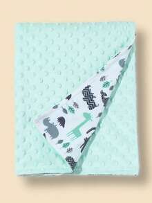 1 件柔软舒适的卡通猴子和鳄鱼印花羊羔绒婴儿毯，适合所有季节，适合情人节