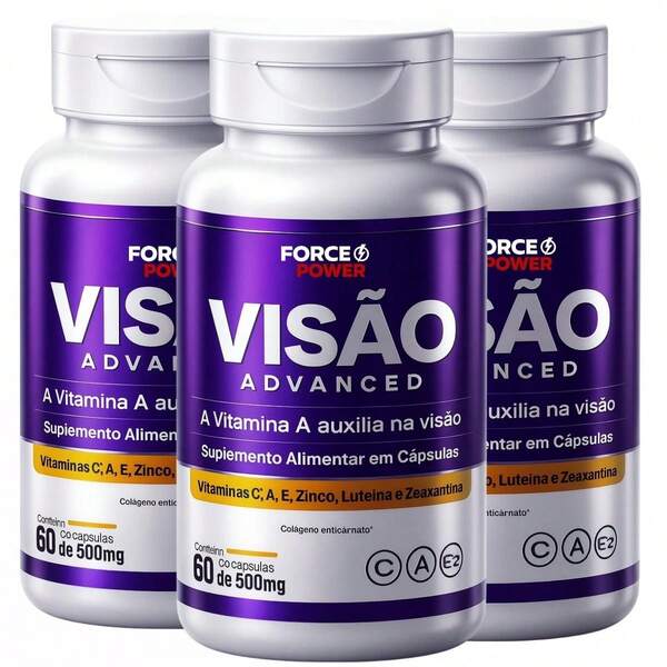 Max Vision Advance Luteína Zeaxantina & Astaxantina 60 Cápsulas Kit c/ 03 Unidades