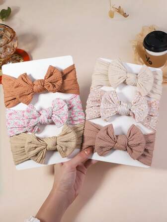 3 piezas Diademas para niños, diademas trenzadas de tela de unicolor rústico, diademas elásticas de nailon, accesorios lindos para el cabello de niños, uso diario casual, otoño/invierno