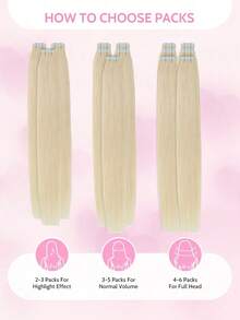 Premium Quality Remy Hair Tape In Hair Extensions Human Hair Straight Nature Color Weft Double Sided Extensions Seamless Skin Tape In Hair Extension Invisible 20 Pcs Tape-In Hair Extensions - S60 - Übersicht 7