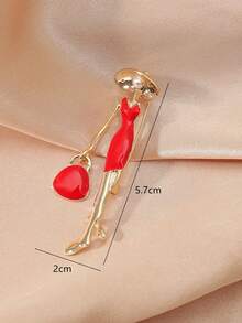 1 pieza Broche con forma de dama de color rojo de moda, flor de solapa para abrigo de uso diario de mujer