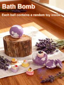 1包65克薰衣草奢华泡澡球，内含惊喜小玩具 - 芳香疗法水疗泡澡体验 - 理想的放松舒缓女性礼物 - 薰衣草色 - 查看 4