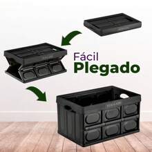ELE-GATE Reinforced Collapsible Black Plastic Storage Box With Stackable Structure - Black - View 4