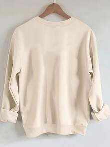 Women'S Oversized Cowboy Riding Horse Graphic Sweatshirt - Western-Themed Long Sleeve Pullover With Round Neck, Soft Warm Fabric For Fall Winter - 杏色 - 查看 2