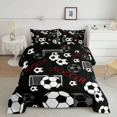 Feelyou Hockey Comforter Set Full Size Hockey Player Comforter Kids Teens Adults Puck Hockey Bedding Set Winter Sports Duvet Set Room Decor 3Pcs With 2 Pillow
