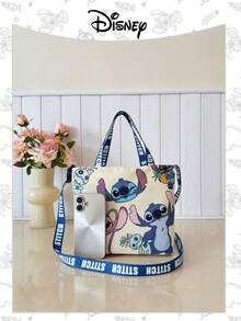 Disney 1个官方授权的米奇/史迪奇图案时尚手提包,休闲多功能单肩包,配有可调节肩带,适合女性/女孩/青少年/学生日常使用、外出、购物、返校等场合。 - 彩色 - 查看 7