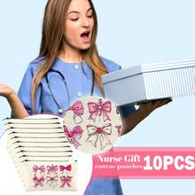 1 Peça / 5 Peças / 10 Peças Bolsa de Lona com Tema de Enfermeira, Bolsa com Zíper, Bolsa de Kit de Sobrevivência, Bolsa Medicinal, Impressão de Padrão de Letra/Flor/Onça/Coração/Arco-íris, Bolsa Divertida para Maquiagem, Bolsa de Toucador Portátil para Viagem, Organizador de Maquiagem, Bolsa Cosmética, Bolsa de Higiene, Coleção de Banheiro, Coleção de Quarto, Grande Capacidade