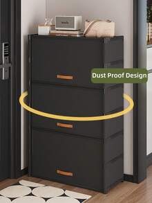 1pc Covered Dust-Proof Shoe Rack, Storage Shelf, Space-Saving, Sturdy & Fashionable, Easy To Assemble & Disassemble, Portable, Suitable For Living Room, Bedroom, Entryway, Office, Home, Multi-Layer Storage, Holiday Gift, Valentine's Day Gift, Children's Gift - Multicolor - View 3