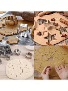 Precision Geometric Cookie Cutter Set, 30-Pack - Food- 430 Stainless Steel, Rust-Proof & Dishwasher  For Home And Commercial Baking​​​ - 銀色 - 查看 5