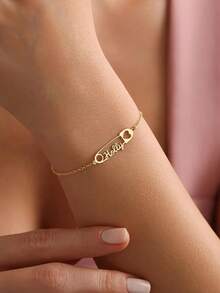 Personalized Paperclip Shaped Name Bracelet, Customized Name Bracelet, Stainless Steel Jewelry, Minimalist Women's Name Bracelet, Women's Customized Name Bracelet, Birthday Gift, Party Gift, Christmas Gift, Bridesmaid Gift, Anniversary, Valentine's Day, Father's Day, Mother's Day Special Gift - Multicolor - View 8