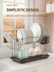 Zwarte dubbele afwasrek