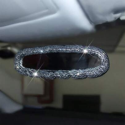 1 pieza Cubierta decorada con cristales para el espejo retrovisor del coche, diseñada para mujeres, añadiendo elegancia y personalización a tu vehículo, Cubierta decorativa para el espejo retrovisor del coche, Diseño lindo con cristales, Accesorios de coche para mujeres