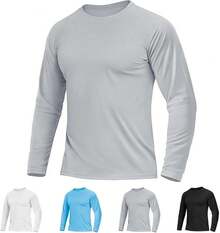 BPDDKA Camisa de Manga Larga con Protección Solar UPF 50+ para Hombre, Protección contra Erupciones para Natación de Secado Rápido. - Gris Claro - Ver 1