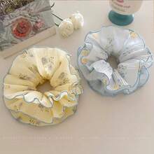 2个法式雪纺蕾丝蝴蝶结发圈，适合日常、度假和休闲场合，优雅时尚 - 彩色 - 查看 3