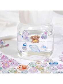 12 Stück/6 Stück Cartoon 3D Wassersteine Aufkleber, süße geformte Aufkleber für Handyhüllen, Scrapbooks, Basteleien, Tagebücher, Schulmaterial, Belohnungen, interessante Aufkleber, Buchdekorationsaufkleber