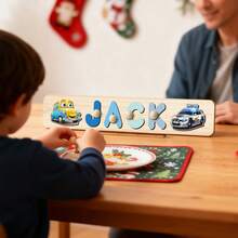 Name Puzzle, Personalized Puzzle, 1st Birthday Baby Girl, Christmas Gift, Wooden Toy, Custom Name Logo, Personalized Name Wooden Puzzle Toddler Learning Toy Block Custom Gift Preschool Early Education Toy Boy Girl Easter Christmas Christmas Birthday Gift For Kids - Blue and White With Bracket and Nails - View 6