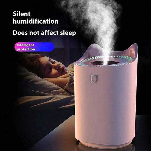 2L USB Mini Home Air Humidifier, Large Capacity Ultrasonic Quiet Desktop Aroma Diffuser With Aromatherapy Light