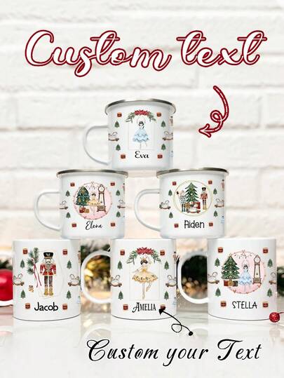 Custom Name Personalized Gift White Enamel Mug, Unique Gift For Special Occasions, Personalized Photo Coffee Mug, Custom Camping Mug, Custom Christmas Gift, Personalized Anniversary Photo Mug, Perfect Gift For Family, Friends And Baby, Personalized Halloween Enamel Mug, Custom Mug, Custom Coffee Mug