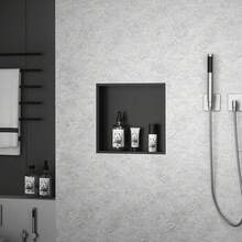 Bernkot Duschnische 304 Edelstahl 30 cm * 30 cm * 10 cm Wandvertiefung Schwarz für Badezimmeraufbewahrung Keine Fliesen erforderlich Dusche Eingelassene Dusche Überbau