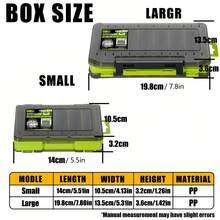 Caja de aparejos de doble cara con 14 compartimentos - Hecha de material PP duradero e impermeable, perfecta para almacenar cebo, anzuelos y accesorios - Adecuada para todas las estaciones | Almacenamiento compartimentado | Cierre - Multicolor - Ver 6