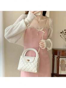 YUQING.FC New Versatile and Stylish Embroidered Thread Quilted Bag with Shoulder Strap, Perfect for Everyday Fashion Travel, Dating or as a Handbag. # 856 - Blanco - Ver 6