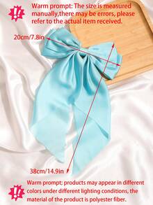 1 chiếc kẹp tóc nơ lớn bằng lụa satin, phụ kiện tóc thanh lịch, thích hợp sử dụng hàng ngày, ngày Valentine, kẹp tóc, kẹp càng cua, đồ dùng học tập, đại học, nơ, dễ thương, sang trọng, trang phục mùa đông cho nữ, phụ kiện tóc, ghim cài tóc - Màu xanh nhạt - Xem 3