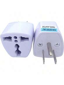 1 件裝電源插頭轉接器轉換器,第三針接地,相容於歐洲、英國、亞洲、澳洲、、日本至美國,適合拉丁美洲旅行,交流插座轉接器(白色) - 白色 - 查看 8