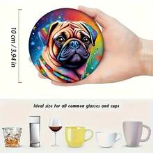 8pcs/Set Wooden Cup Coasters, Suitable For Various Commercial Venues Christmas Theme, Applicable For Living Room, Kitchen, Dining Room, Gift Giving, 1 Set Of 8pcs, 200 Sets Of 1600pcs - Multicolor - View 2
