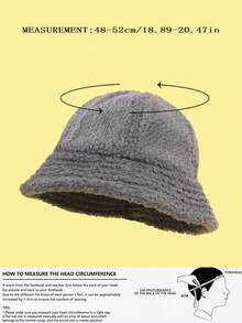 1pc Children's Lambswool Bucket Hat Fashion Solid Color Warm Basin Cap For Boys And Girls Ear Cap Thermal Lined Basin Cap - 1PC - View 4