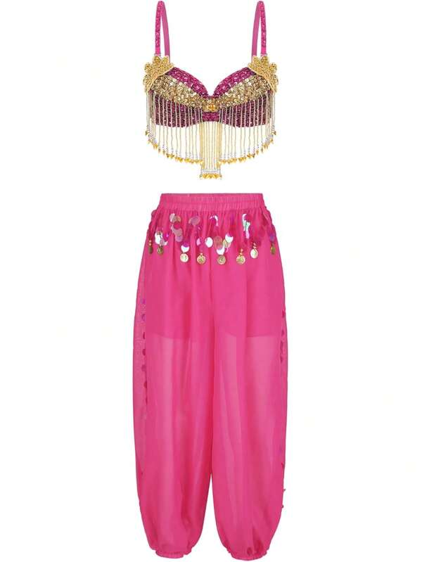 Women Belly Dance Costume Crop Top Sets Music Festival Club Tops Arabian Costume Rave Outfits