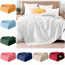 Elegant Comfort 1pc Soft Waffle Weave Throw Blanket , Lightweight Summer Blanket For Hot Sleepers, Full, Queen, King, Twin, And Twin XL Size Bed Breathable Cozy Warm Woven Textured Blankets For Couch, Bed, Sofa, Home Décor, Christmas Decorations Gifts, Cozy Winter Styles, Holiday Décor - trắng - Xem 1