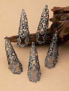 5pcs/Set Boho Style Exaggerated Nail Jewelry Rings Set For Women, Suitable For Party And Performance