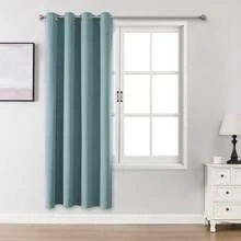 1片/2片亚麻质感遮光窗帘，多种尺寸可选，适用于卧室、客厅、家庭影院、餐厅，带绑带，浅蓝色 - 綠色 - 查看 21