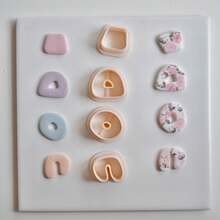 Irregular Geometric Donut Shape Polymer Clay Earring Cutters Minimalist Abstract Dangle Clay Cutting Moulds DIY Clay Pendant Necklace Jewelry Making Tools Sharp Edged 3D Printed Boho Clay Supplies - Beige - View 4