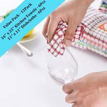 Set Of 12 Kitchen Towels And Dishcloths Set, 16 X 25 And 11 X 11, Bulk Cotton Kitchen Towels Set, Dish Towels Washing Dishes Dish Rags Everyday Cooking And Baking